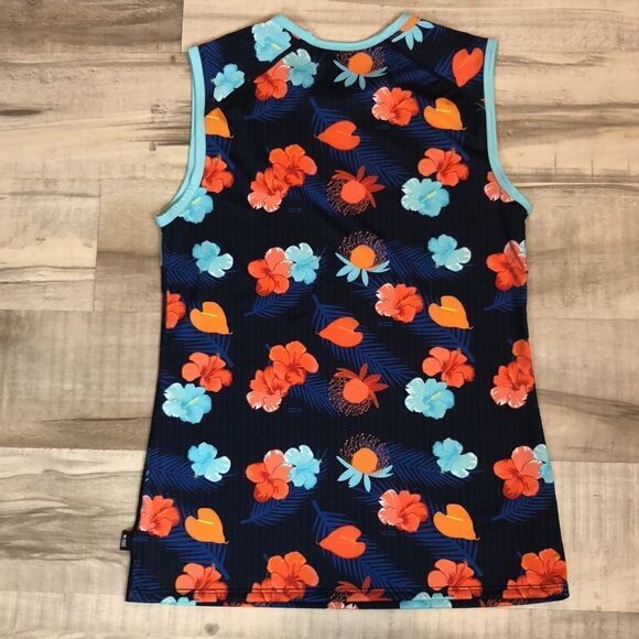 TomboyX Blue Aloha print swim tank LC size small - Picture 3 of 8